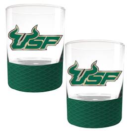 Great American Products - South Florida Bulls 2-Pack 14oz. Rocks Glass Set with Silcone Grip - Green