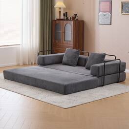 GOODSILO - Convertible Floor Sofa Bed - Futon Couch Lounge Sleeper with Pillow Back Support & Armrests - Dark Green