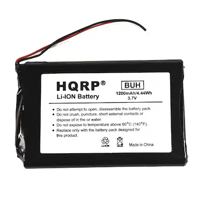 HQRP® Li-ION Battery
BUH
1200mAh/4.44Wh
3.7V
Do not attempt to open, disassemble the battery pack.
Do not crush, puncture, short external contacts or dispose of in fire or water.
Do not expose to temperature above 60°C (140°F).
Replace only with the battery pack designed for this product.
Made in China
