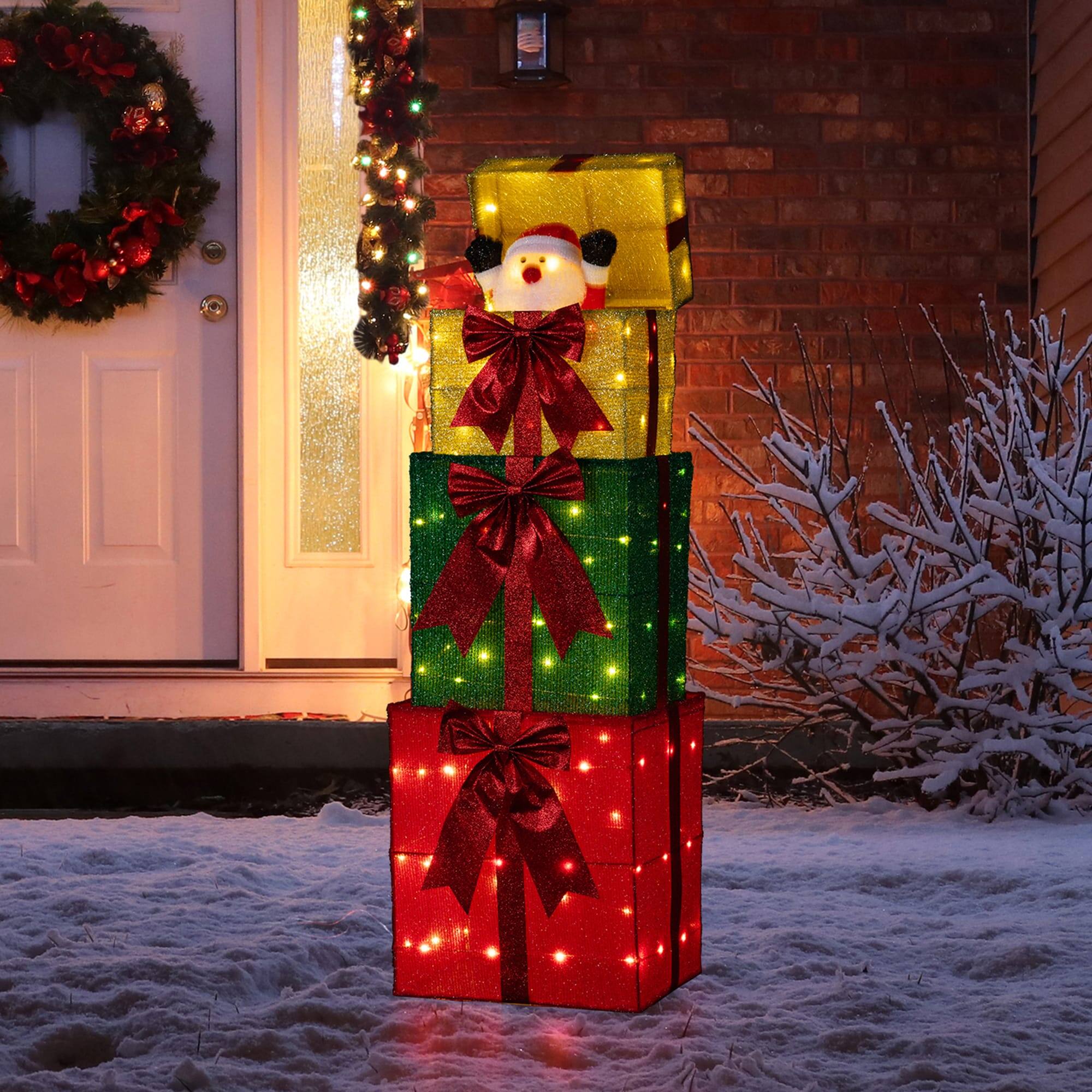 Alt View 5. Glitzhome - 40"H Christmas Animated Stacked Giftbox with 120 LED Lights - Multi-Colored.