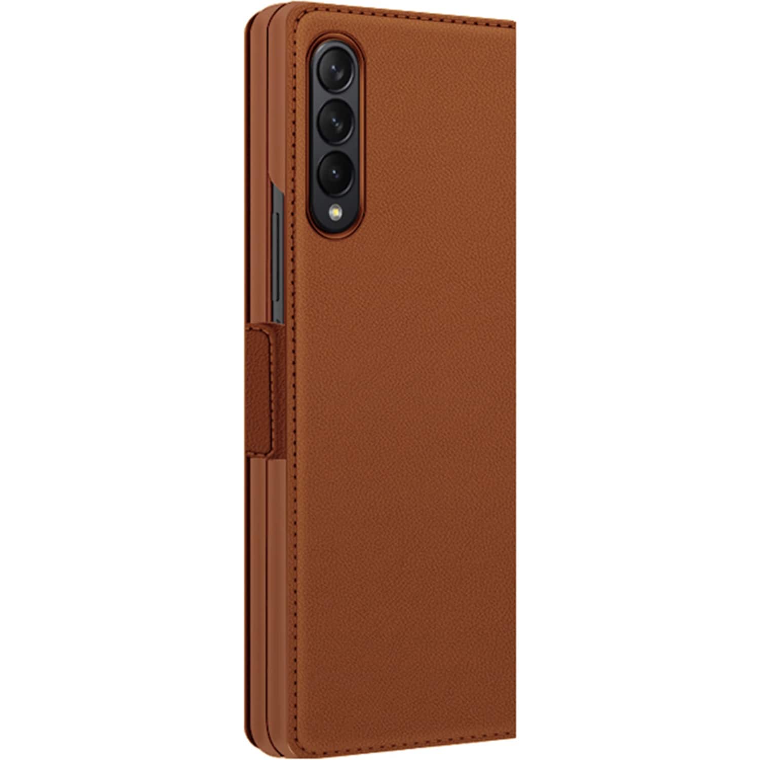Angle. SaharaCase - Folio Wallet Case for Samsung Galaxy Z Fold4 - Brown.
