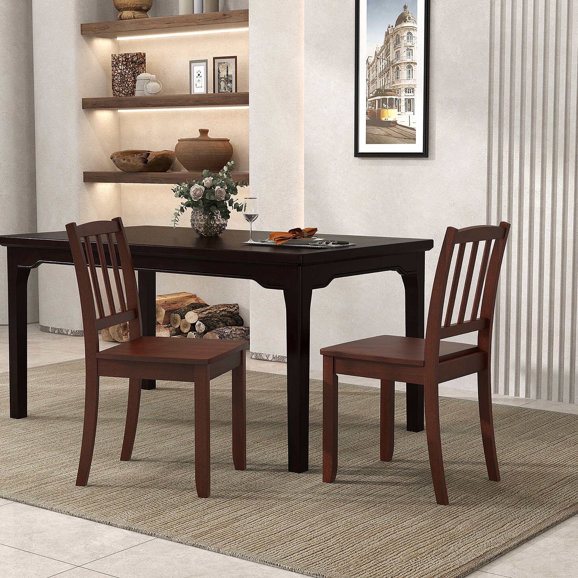 Alt View 3. Gymax - Gymax Wood Dining Chair Set of 4 w/ Rubber Wood Legs Curved Backrest for Kitchen Brown - Brown.