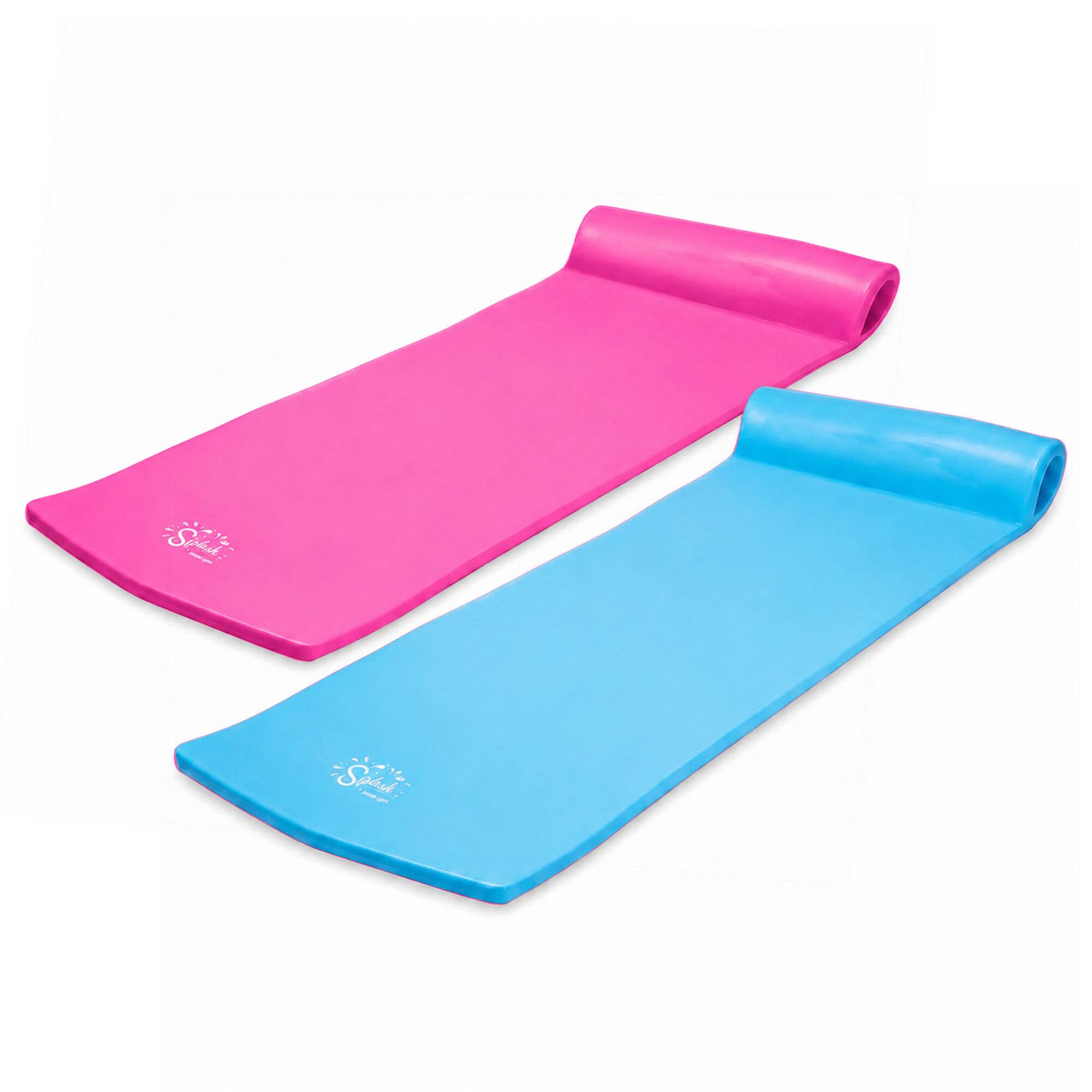 TRC Recreation - Splash 70" Foam Lounger Pool Raft, Flamingo Pink with Blue Float - Pink, Blue