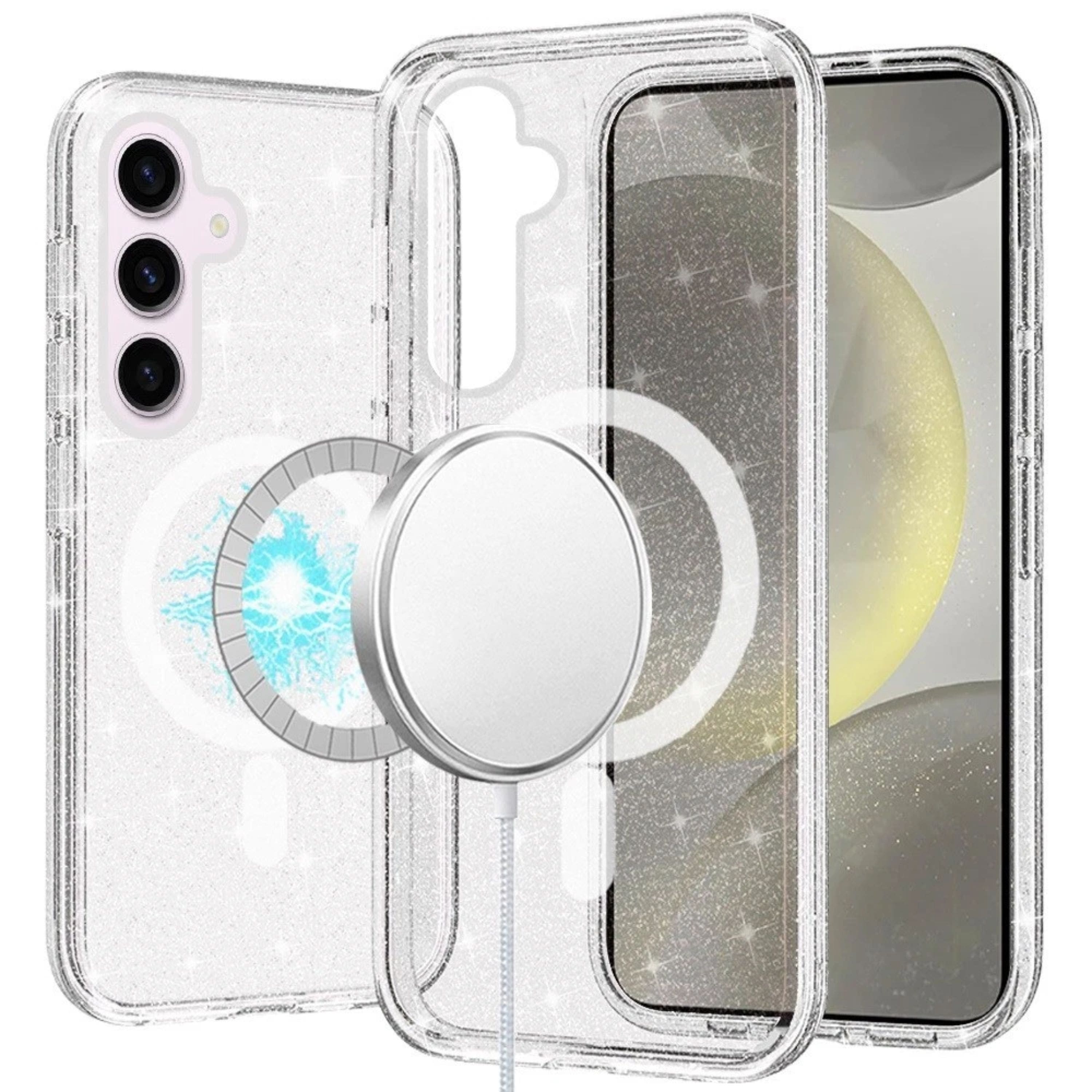 Kitcheniva - Magnetic Circle Glitter Translucent Plus Tempered Glass For Samsung S25 Plus/S24 Plus - Clear price history on PriceWatchPro