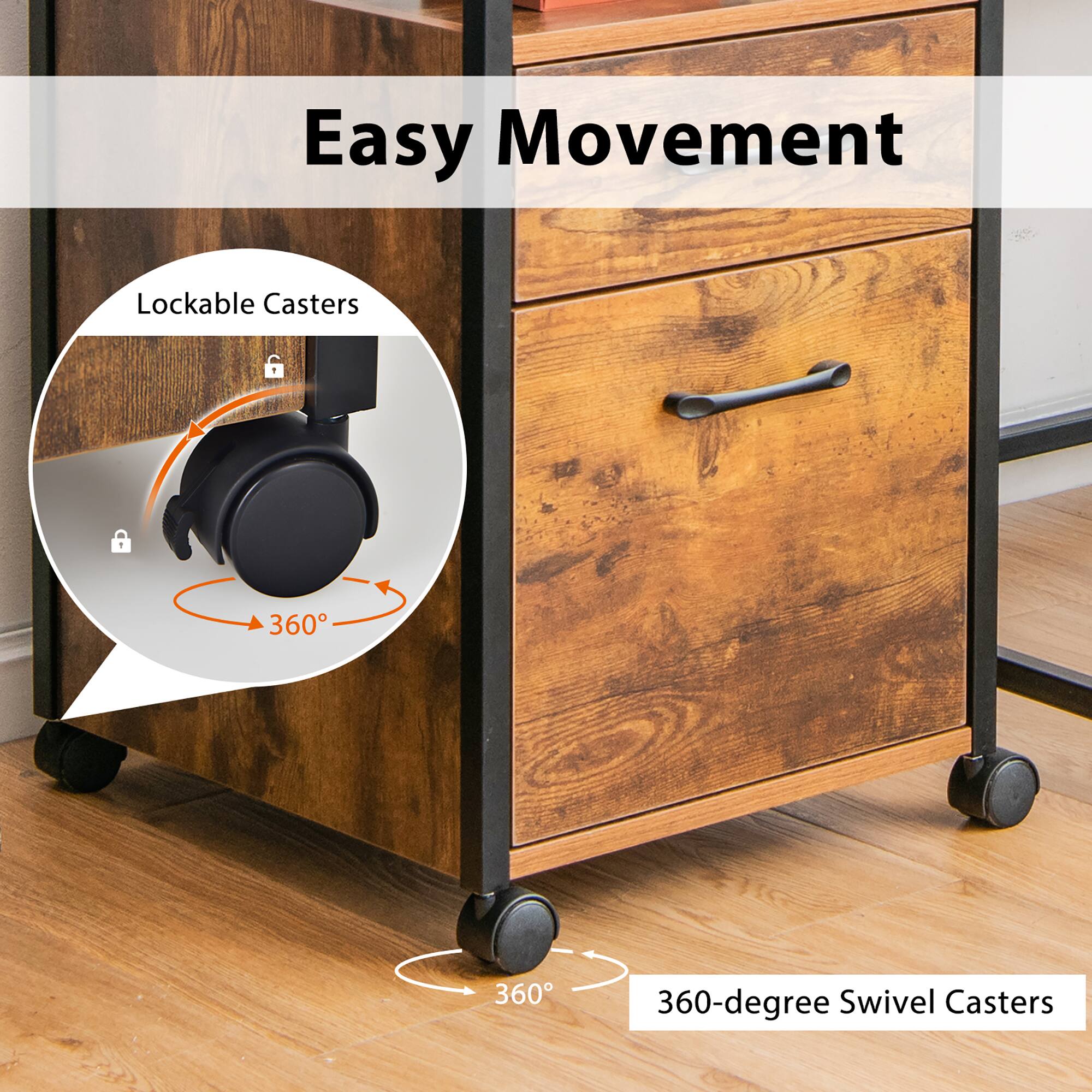Easy Movement

Lockable Casters

360-degree Swivel Casters