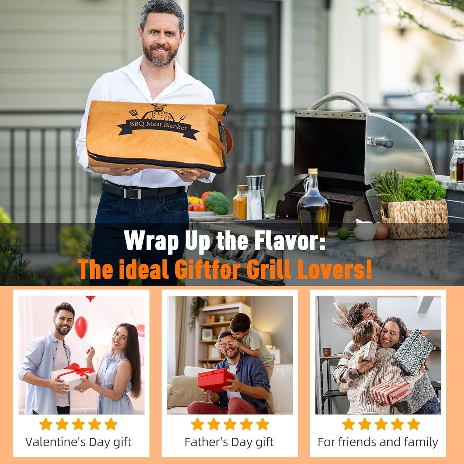 BBQ Meat Blanket Wrap Up the Flavor: The ideal Gift for Grill Lovers!  
Valentine's Day gift  
Father's Day gift  
For friends and family