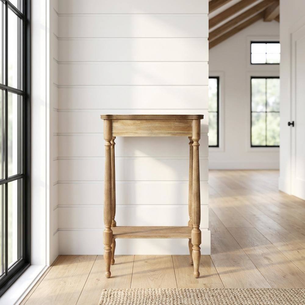 Alt View 4. Starlight Canyon Home - Distressed Console Table with 4 Legs, Transitional Entryway Sofa Table - Light Brown.