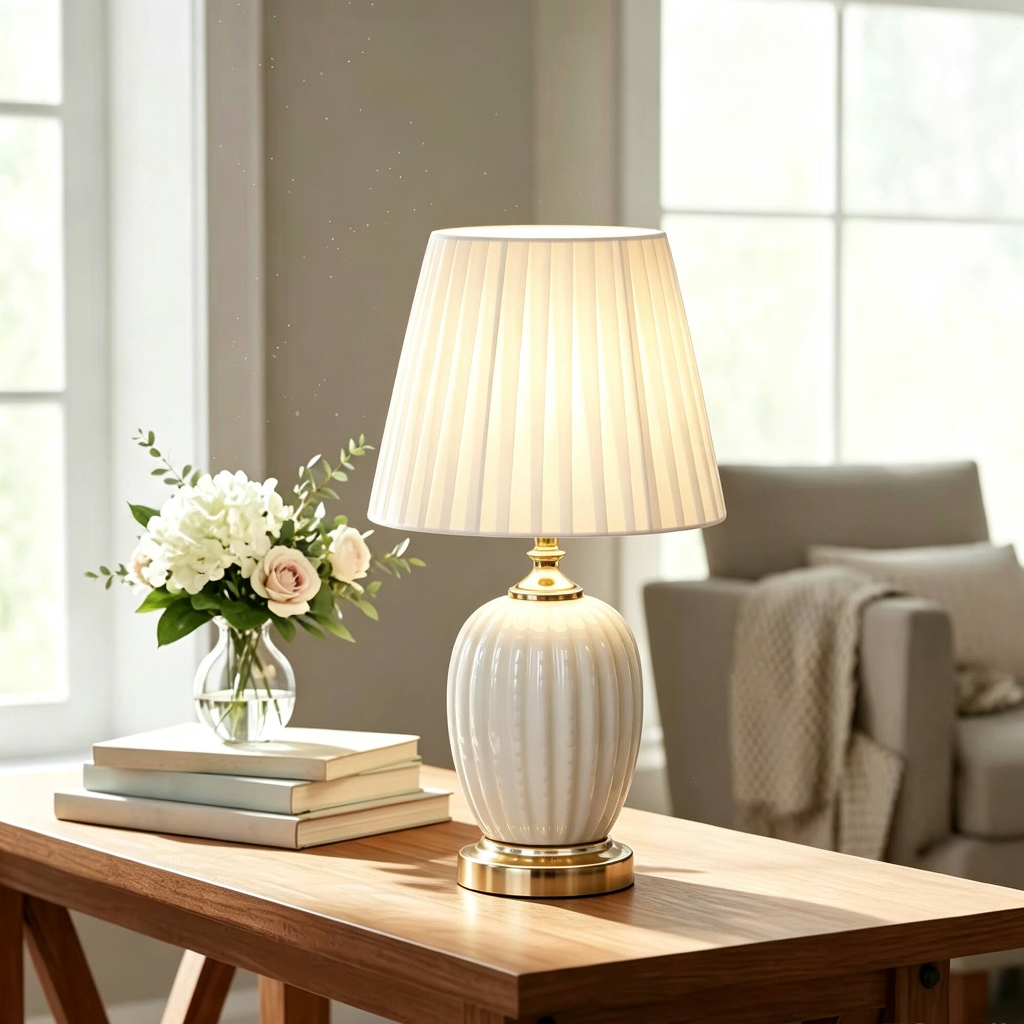 partphoner 21.7in Crackle Glaze Ceramic Table Lamp White - Best Buy