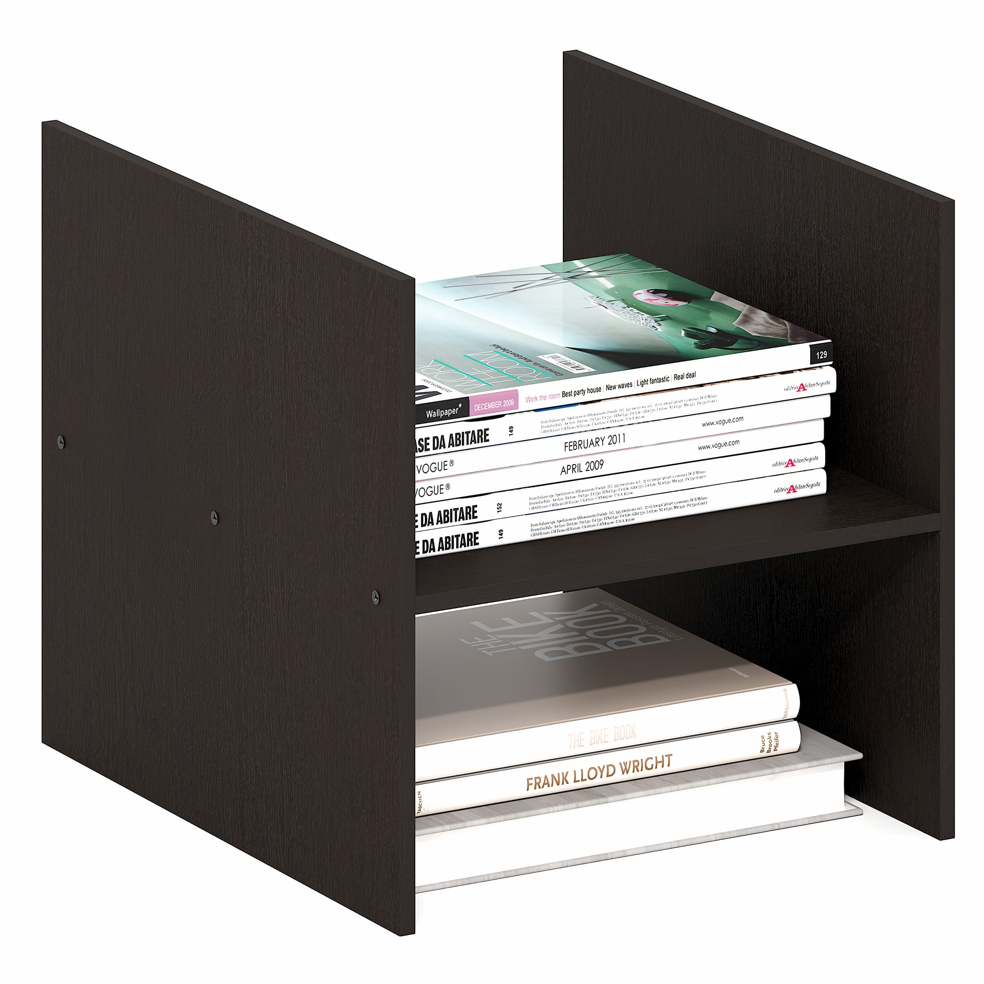 Furinno - CUBICLE Cube Insert, H-Shelf Cube Organizer Insert, 2-Tier Design, Fits Triple Thick Cubes, for Storage - Black Dark Oak