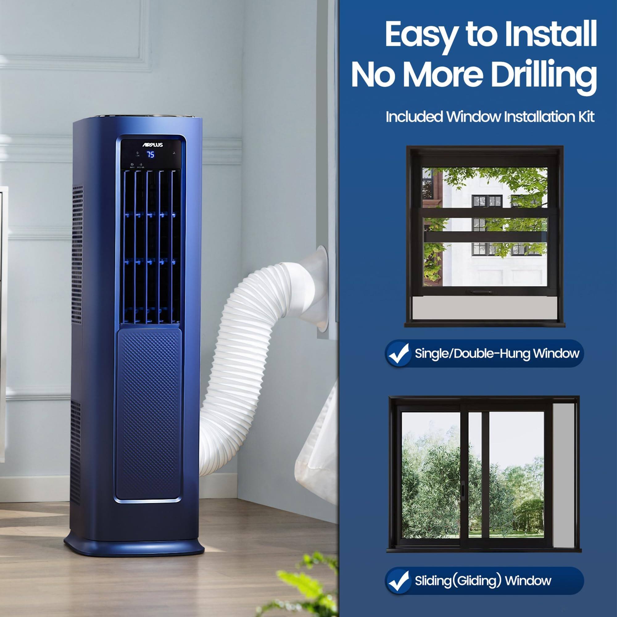 Easy to Install  
No More Drilling  
Included Window Installation Kit  

Single/Double-Hung Window  
Sliding (Gliding) Window