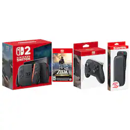 Switch 2 Console with Zelda Breath of the Wild, Pro Controller and Protective Case Bundle