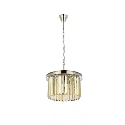 Front. Urban Classic - Sydney 3 light polished nickel Pendant Golden Teak (Smoky) Royal Cut Crystal - Polished Nickel.