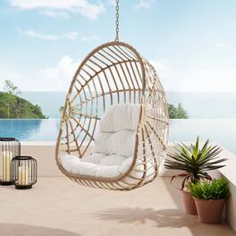 Amalie Wicker Rattan Outdoor Patio Rattan Swing Chair without Stand by Modway - Natural White