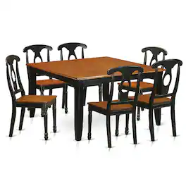 East West Furniture - 7 PC Dining room set-Dining Table and 4 Wooden Dining Chairs - Black & Cherry