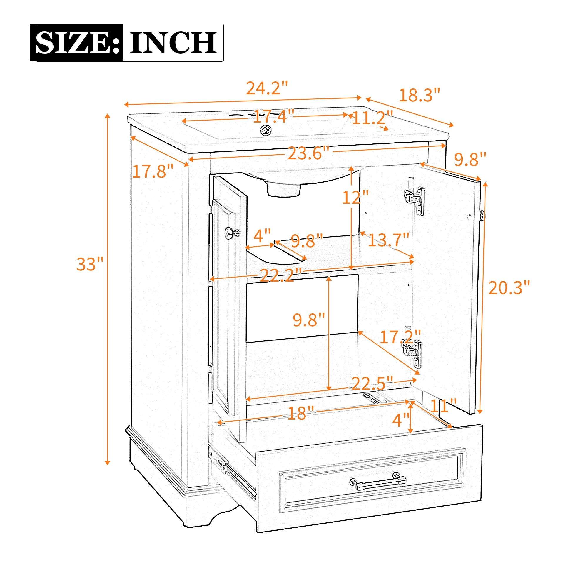 SIZE: INCH  
24.2" 17.4" 18.3" 11.2" 17.8" 23.6" 12" 9.8" 33" 4" 9.8" 22.2" 13.7" 20.3" 9.8" 17.2" 18" 22.5" 4" 11"