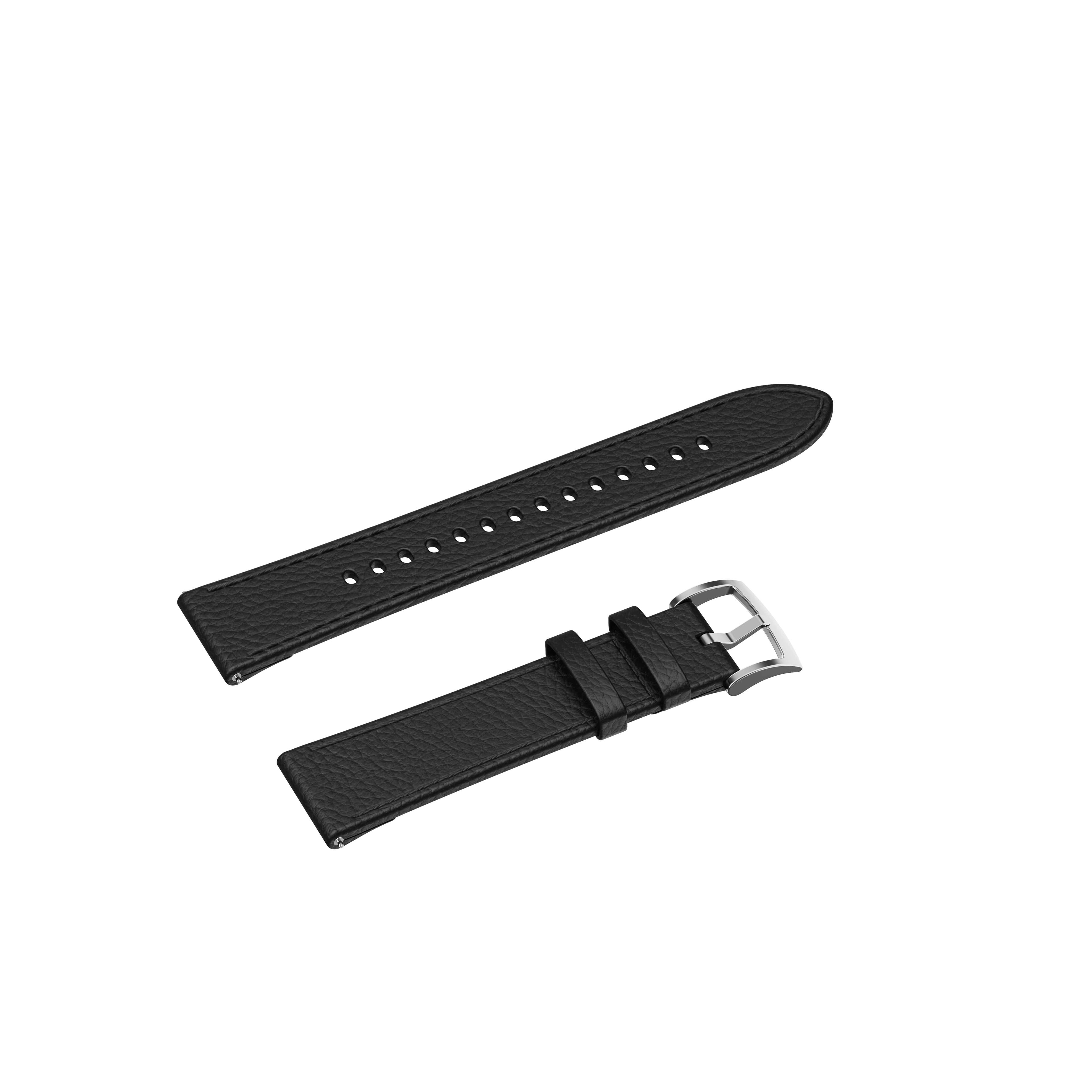 Angle. Amazfit - Amazfit Black Leather Strap (20mm) - Black.