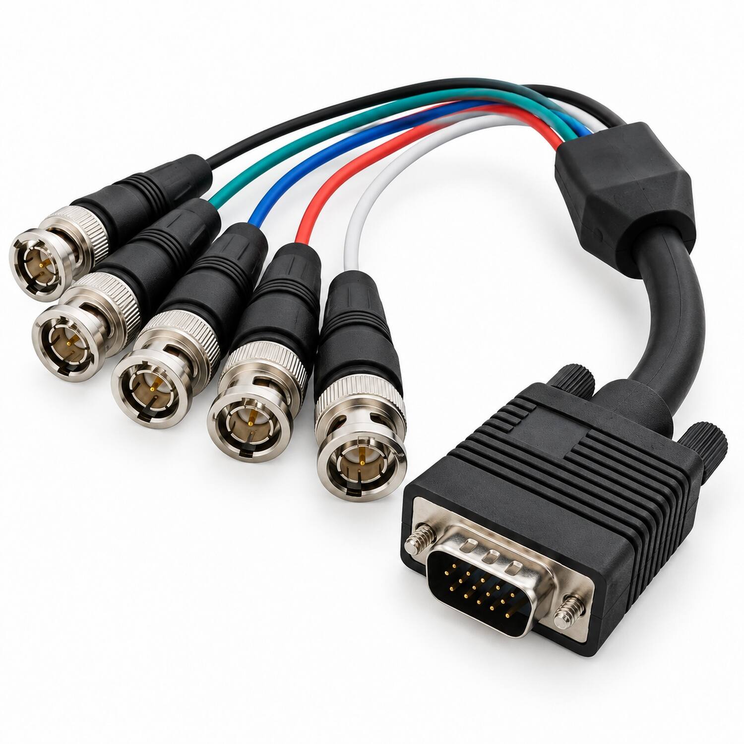 Angle. Sanoxy - 1ft VGA HD15 Male to 5 BNC RGBHV Male Monitor Cable - Black.