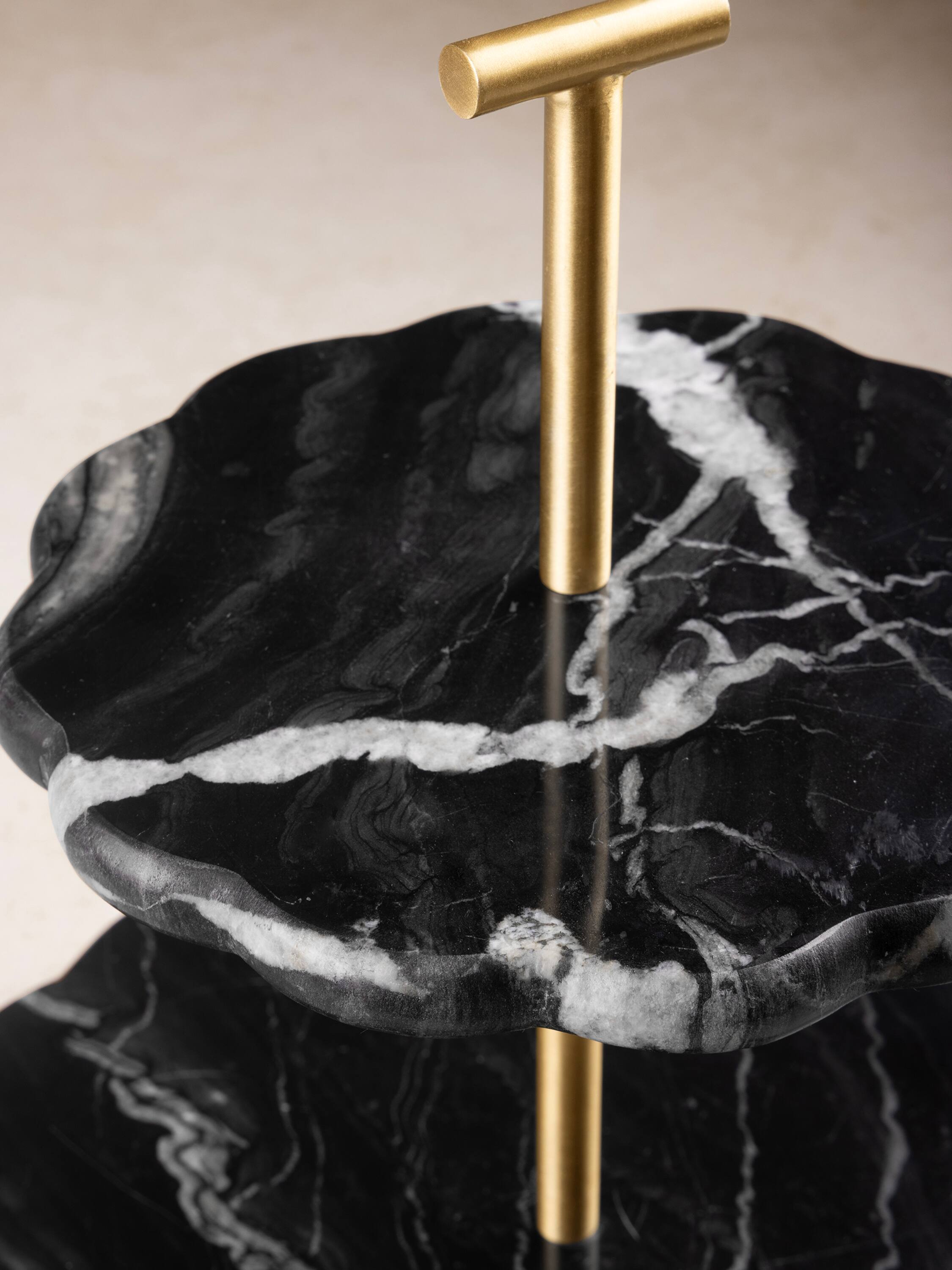 Left. GAURI KOHLI - Concorde Cake Stand - Shades of black and gray.