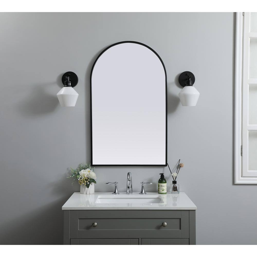 Front. Elegant Decor - Metal Frame Arch Mirror 22x36 Inch in Black - Black.