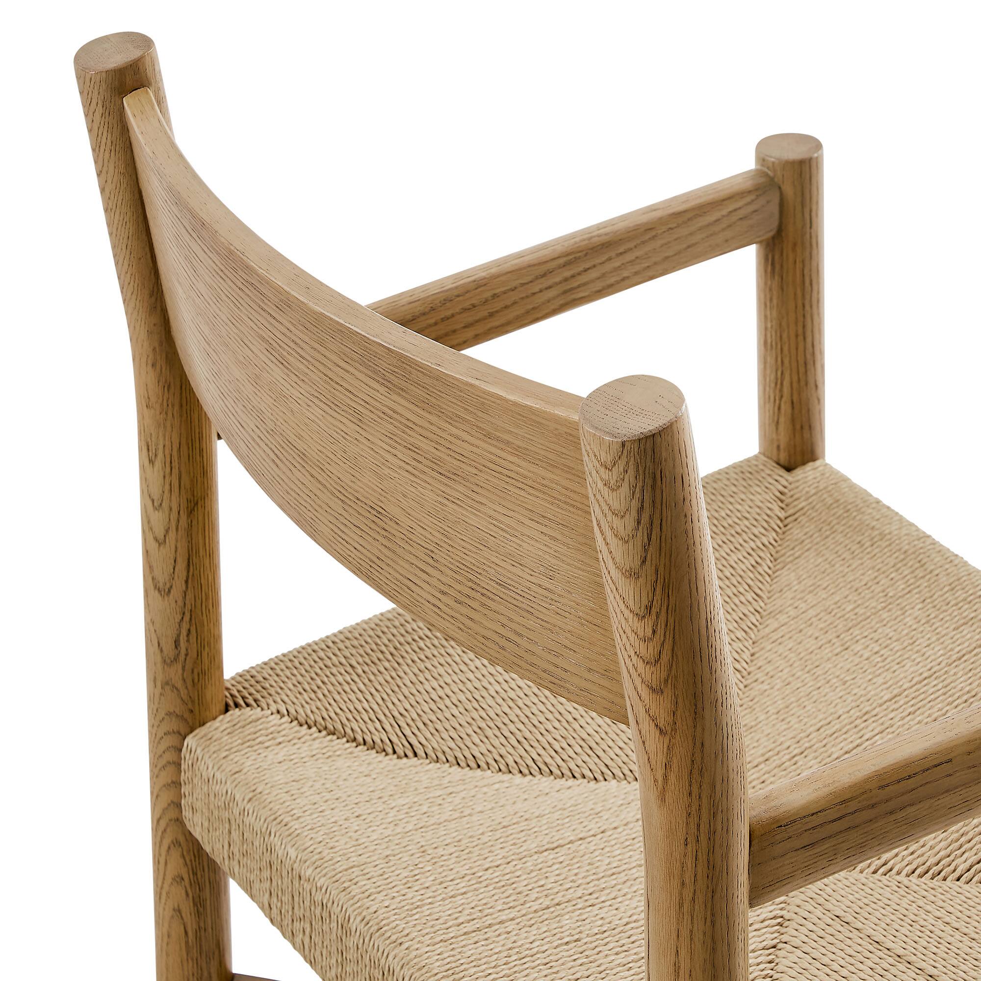 Alt View 6. Modway - Alvia Oak Wood Dining Armchairs With Woven Seats Set of 2 by Modway - Weathered Oak.