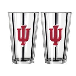 Logo Brands - Indiana Hoosiers Two-Piece 16oz. Striped Pint Glass Set - Multicolor