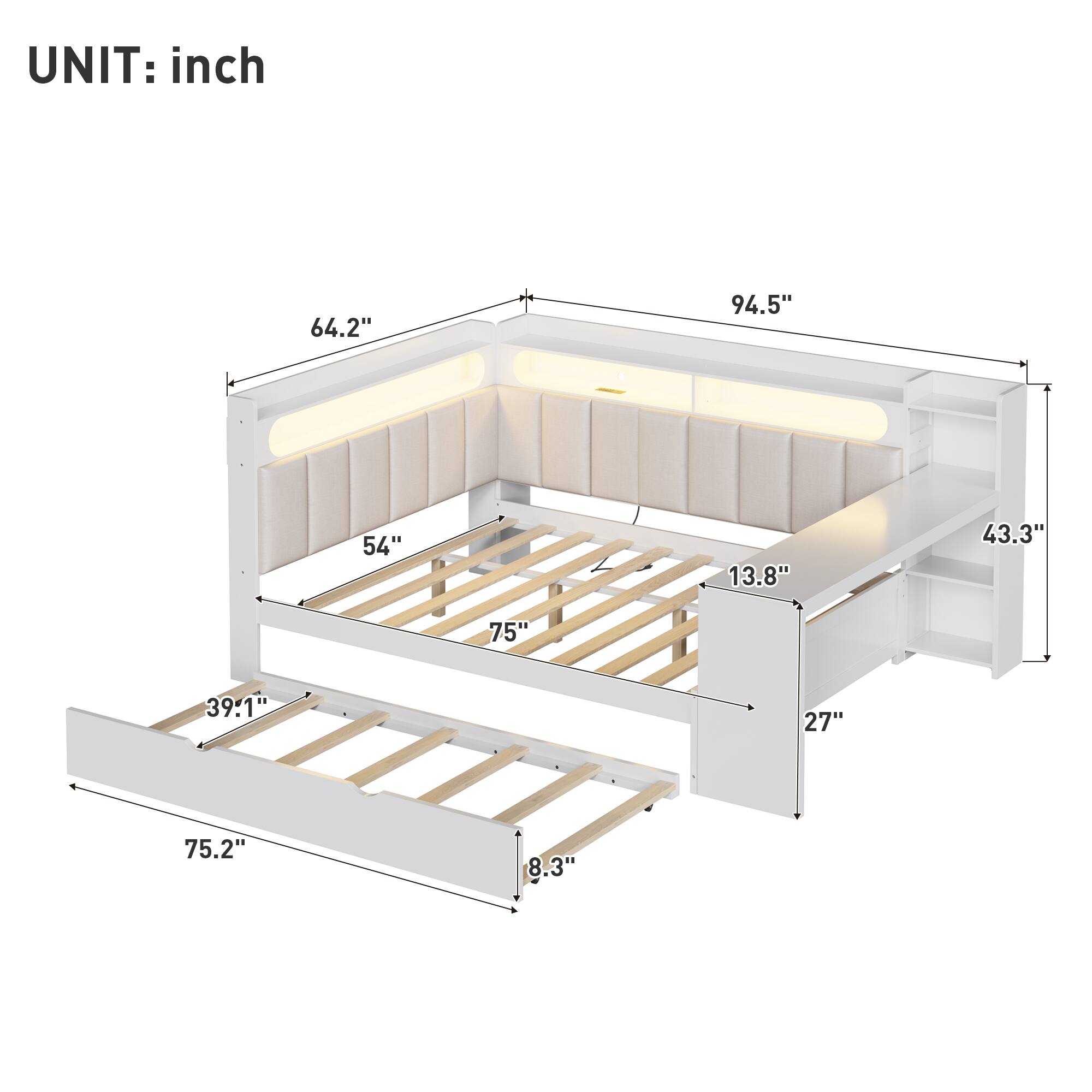 UNIT: inch  
64.2"  
94.5"  
54"  
13.8"  
43.3"  
75"  
39.1"  
27"  
75.2"  
8.3"