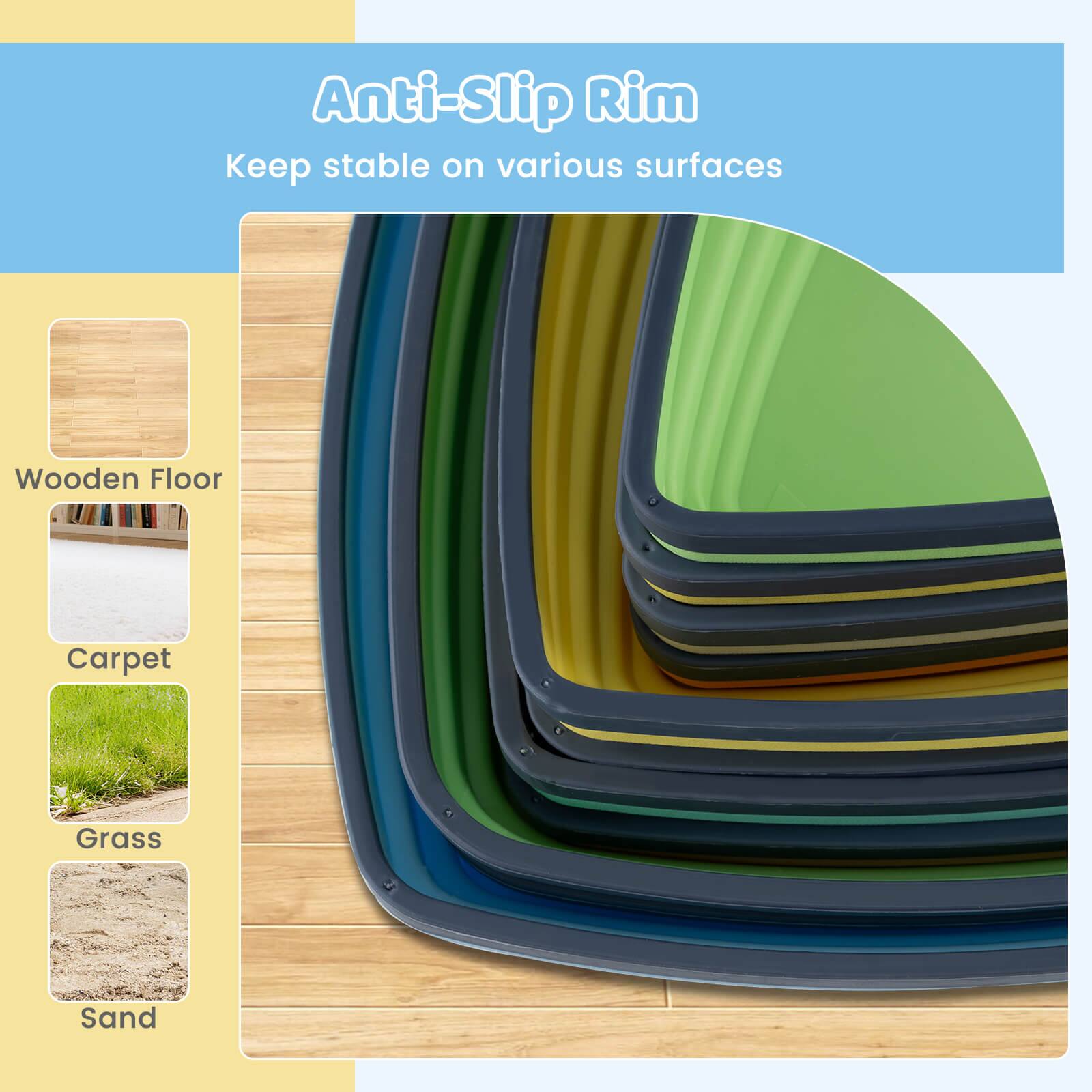 Anti-Slip Rim  
Keep stable on various surfaces  

- Wooden Floor  
- Carpet  
- Grass  
- Sand