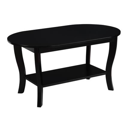 Front. Convenience Concepts - American Heritage Oval Coffee Table with Shelf - Black.