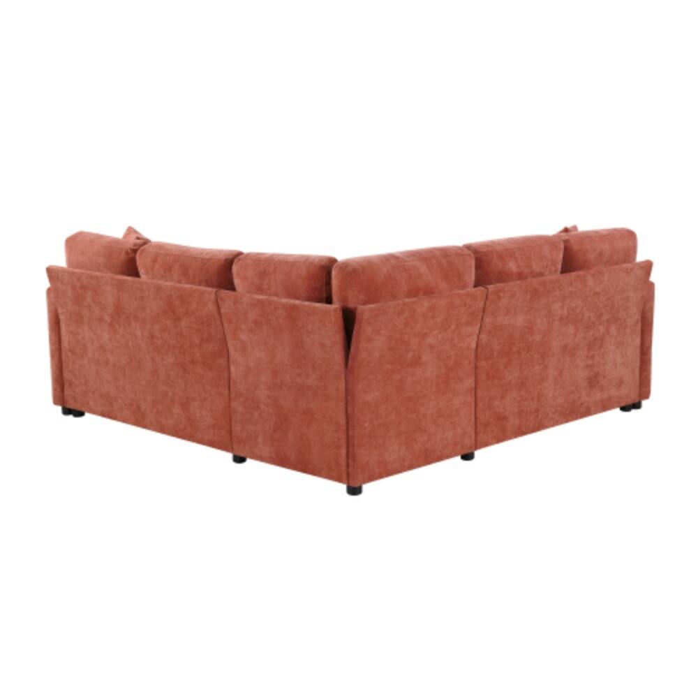 Alt View 6. LUCKY ONE - 81.9" L-Shaped Sectional Sofa Bed w/ Pull-Out Sleeper & Hidden Storage Compartment - Orange.