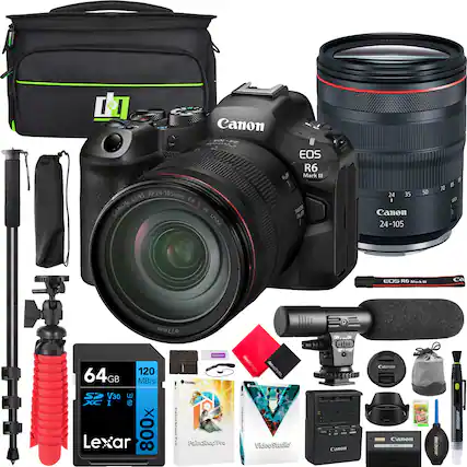 LENS RF24-105mm F4 CANON Canon BN CARUA EOS R6 Mark III iS N USM 24 35 I Canon 24-105 50 70 D 5 I COS R Mark - ca 77mm addas 120 64GB GB MB/s CE V30 I @ cator 800x ! Lexar : FaliiShapH Ae decechoto decephonn 1 VideoStudle O d Ct a Canon CanoR Canon : JNBOCK