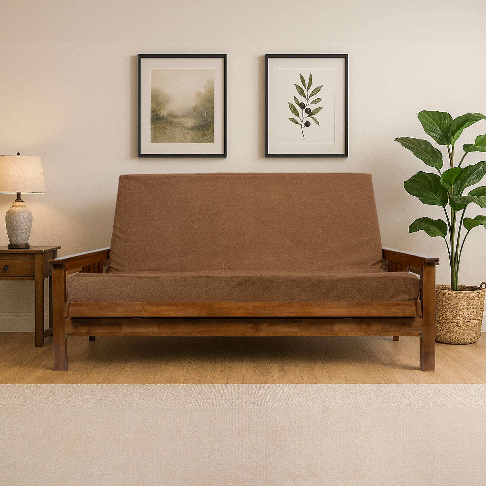 Left. GOODSILO - Full XL Premium Memory Foam Infused Futon Mattress with Washable Cover – Foldable Comfort for Sofa Beds - Bronze.