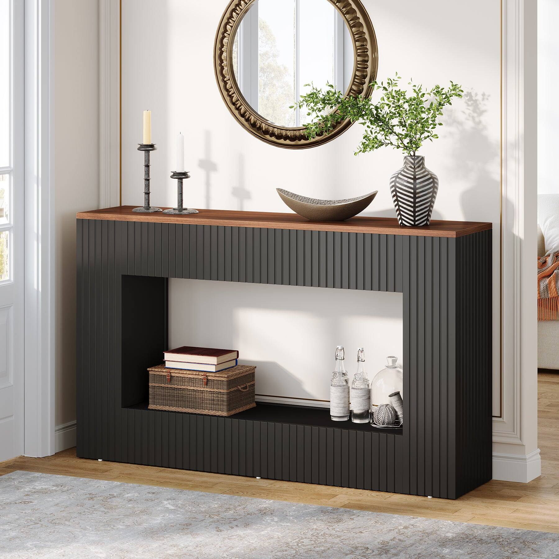 Alt View 5. Tribesigns - Console Table with Engineered Wood Construction and Space-Saving Design for Entryway and Living Room - Dark Brown.