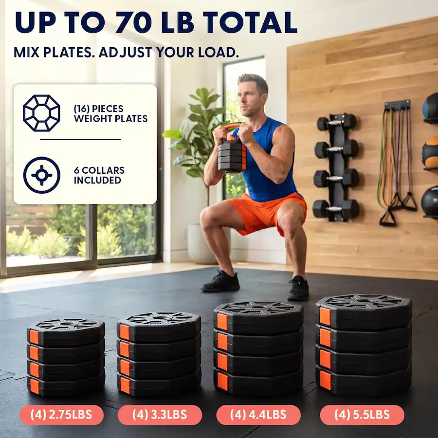 Octagane SereneLife SQUATZ 45/70/90 lb Octagon Adjustable Dumbbell Set, 4 in 1 ...