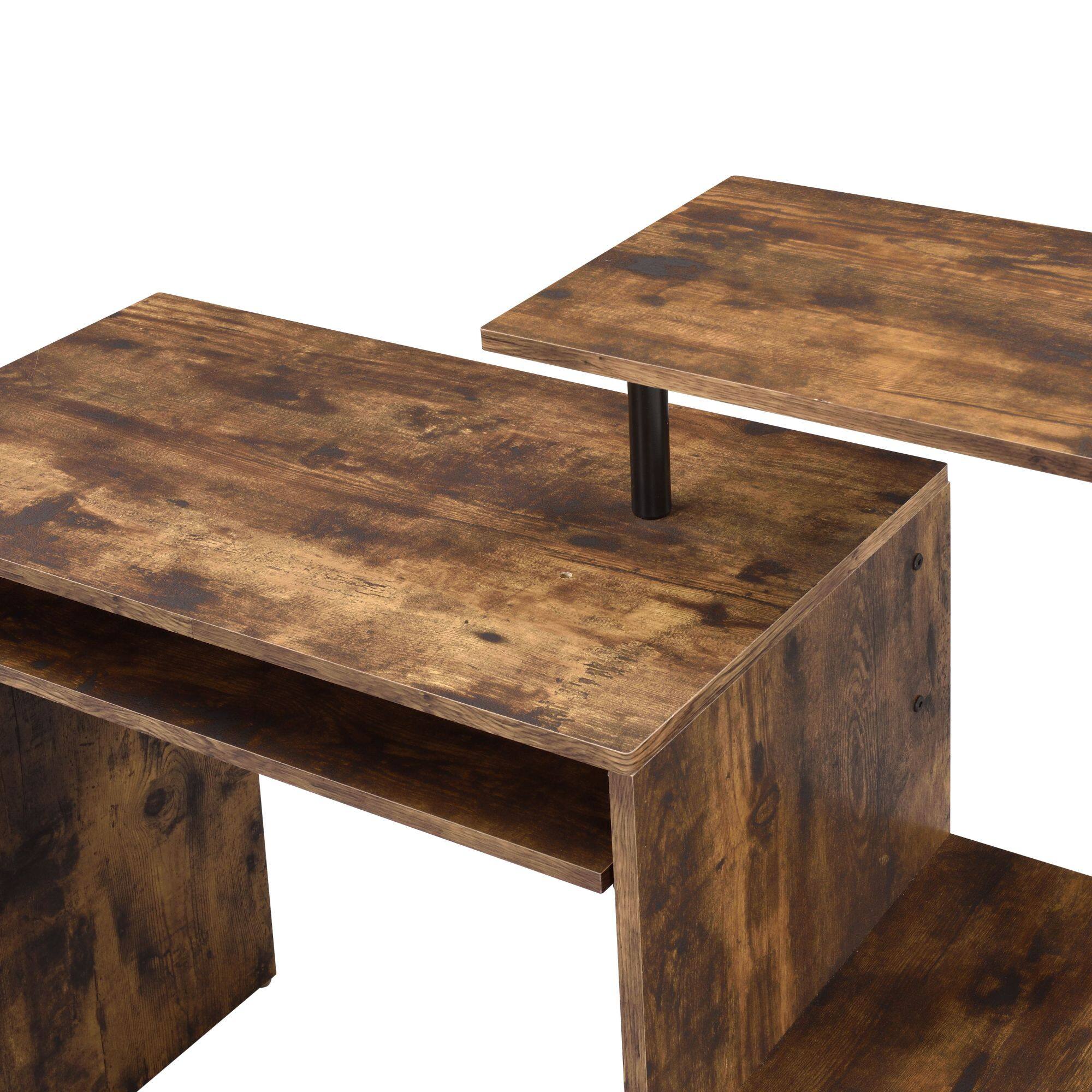 Left. GOODSILO - Modern Computer Desk with Keyboard Tray and Storage Compartment - Black+Oak.