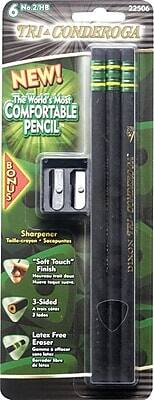 6 No.2/HB  
TRI-CONDEROGA  
NEW!  
The World's Most COMFORTABLE PENCIL  

BONUS Sharpener  
Soft Touch Finish  
3-Sided  
Latex Free Eraser  

Sharpener  
Taille-crayon • Secopuntes  

"Soft Touch"  
Finish  
Hassle-free grip  
Hassle-free writing  

3-Sided  
A wide grip  
3 ledges  

Latex Free  
Eraser  
Gomma à effacer  
Goma a borrar  
Borrador libre de látex
