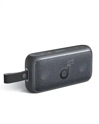 Front. Soundcore - by Anker Motion 300 Hi-Res IPX7 Waterproof BassUp 30W Stereo Sound 13H Playtime Portable Bluetooth Speaker - Black.