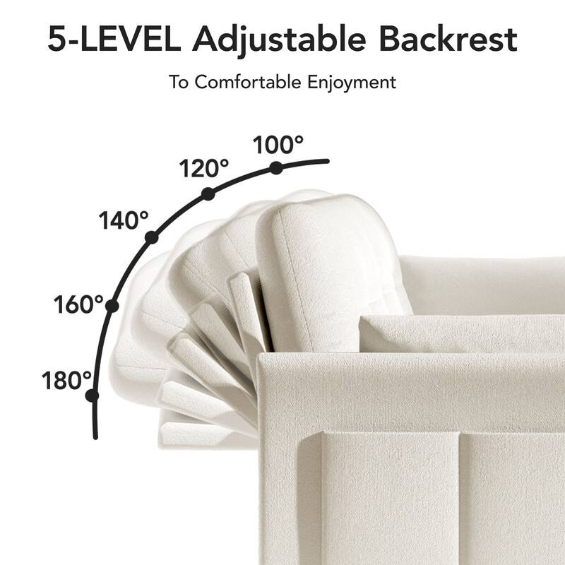 5-LEVEL Adjustable Backrest  
To Comfortable Enjoyment  
100° 120° 140° 160° 180°