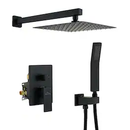 Boyel Living - 1-Spray Patterns with 2.5 GPM 10 in. Square Wall Mount Dual Shower Heads with Pressure Balance Valve - Matte Black