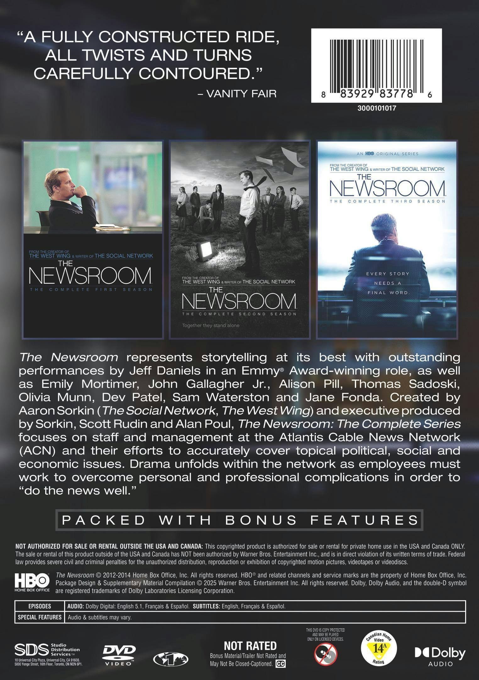 Back. The Newsroom: The Complete Series   - DVD.
