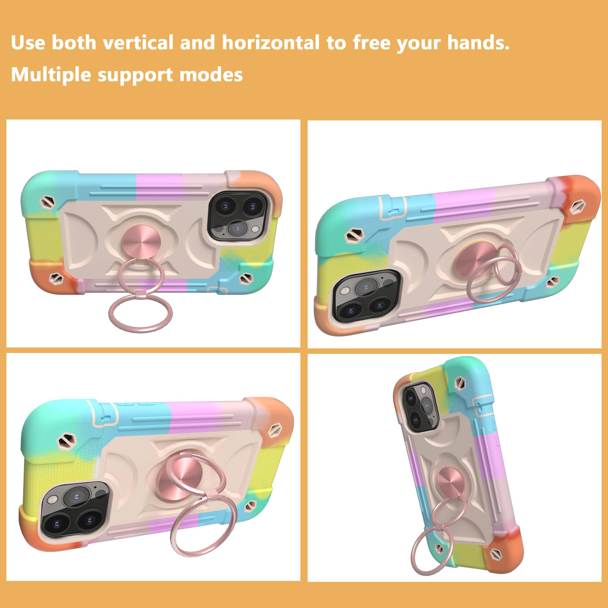 Use both vertical and horizontal to free your hands.  
Multiple support modes