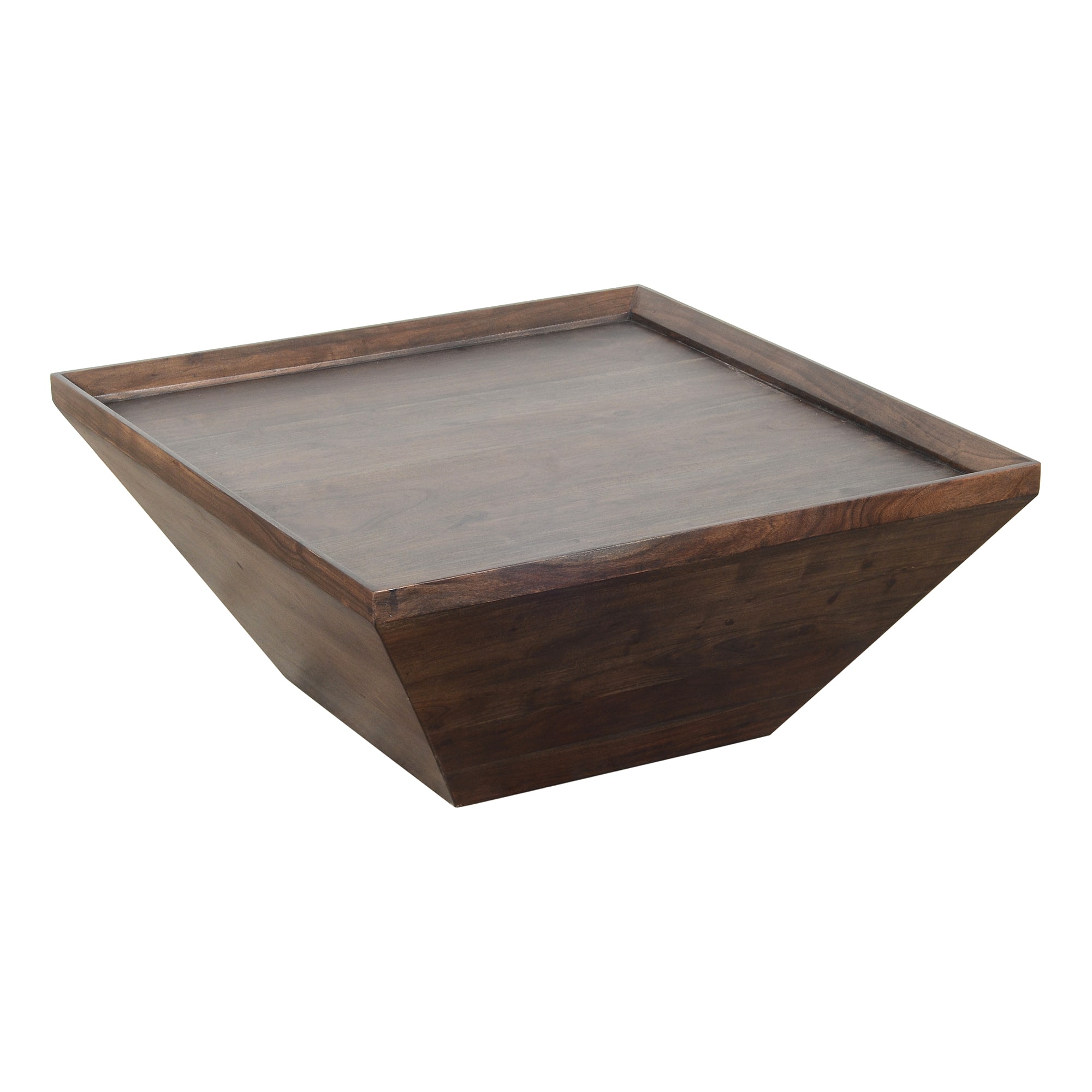 Front. Manhattan Lane - 36 Inch Square Shape Acacia Wood Coffee Table with Trapezoid Base - Brown.