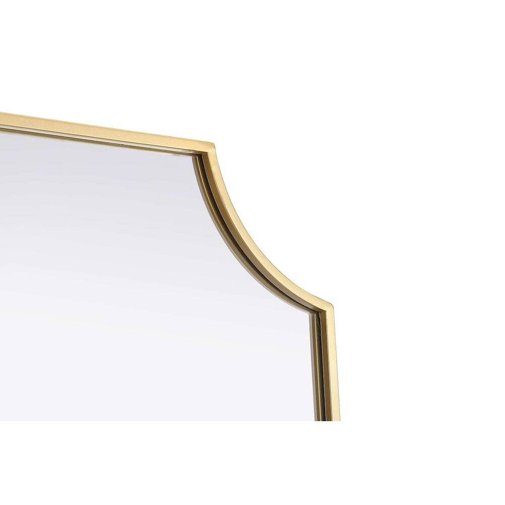 Left. Elegant Kitchen and Bath - Notched Metal Mirror 22x36 inch in Brass - Brass.