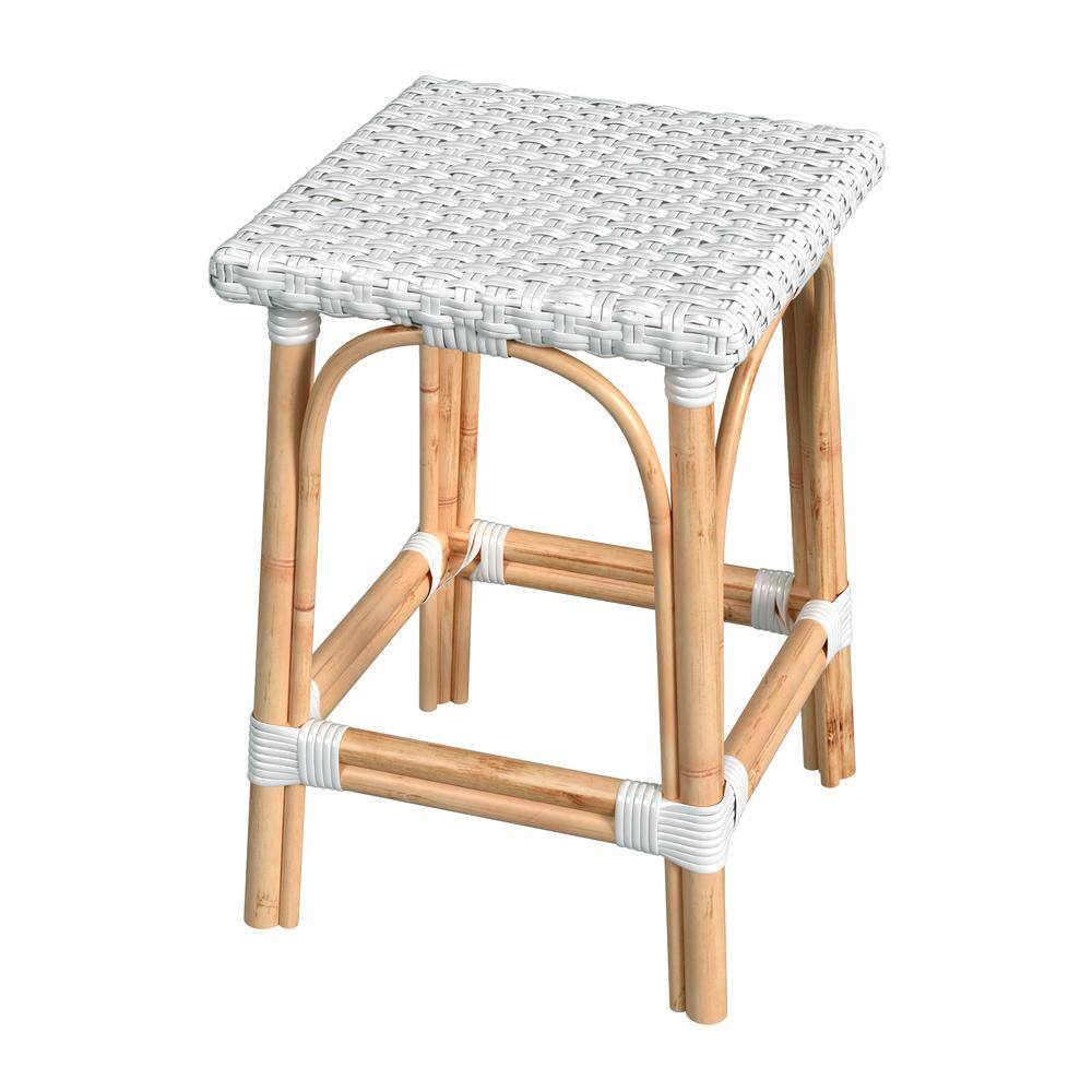 Alt View 2. Butler Specialty - Riviera Square 24"H Rattan Counter Stool - Glossy White.