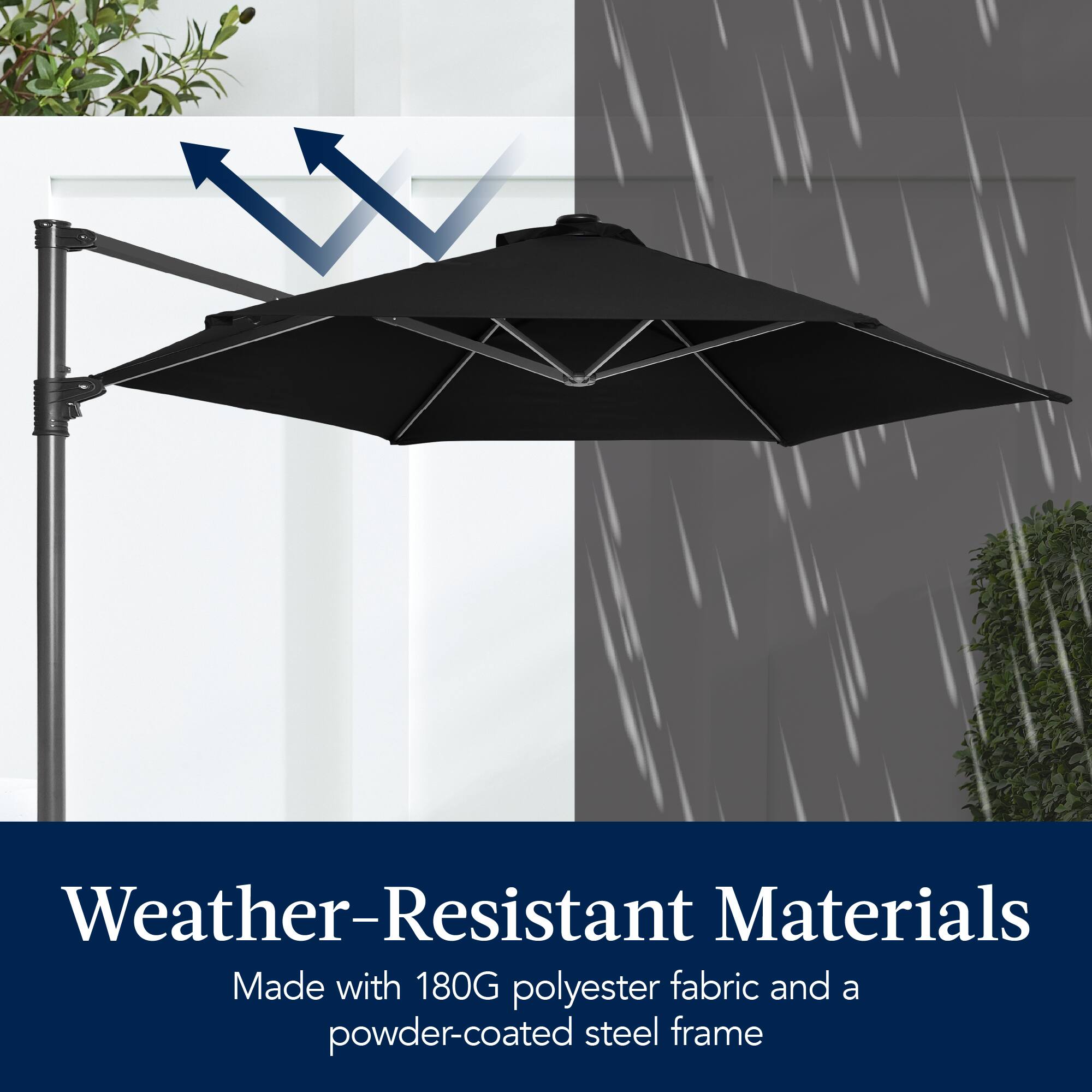 Weather-Resistant Materials: Made with 180G polyester fabric and a powder-coated steel frame.