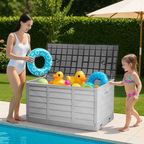 Alt View 8. Winado - Foldable 75 Gallon Outdoor Storage Box Deck for Patio Waterproof Organizer Garden - Black.