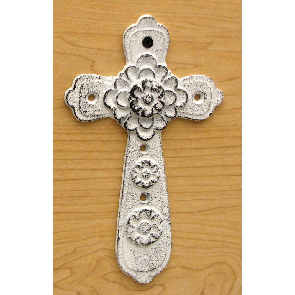 Front. BreeBe - Small Whitewashed Cross - White.