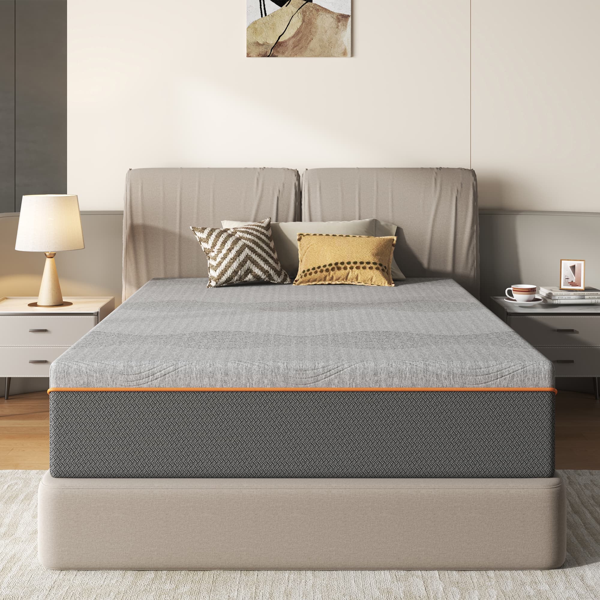 Ecooso - Full 14" Gel Memory Foam Mattress in a Box, Medium Firm, Cooling, Pressure Relief, Fiberglass-Free, CertiPUR-US - Gray