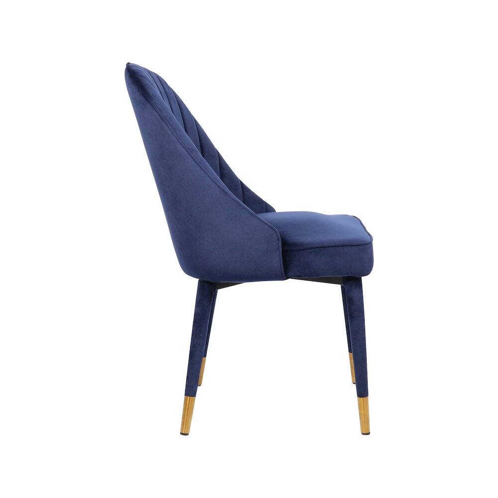 Alt View 2. Meridian Furniture - Belle Navy Velvet Dining Chair, Set of 2 - Blue.