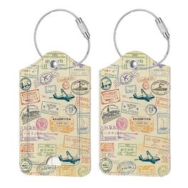 Kitcheniva - Luggage Tags For Travel Bag Suitcase With Loop & Privacy Cover ID Label Pack Of 2 - Postmark