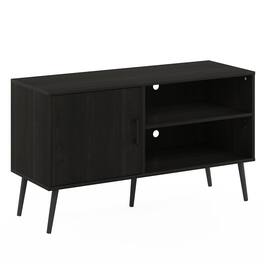 Furinno - Claude Mid Century Style TV Stand with Wood Legs, One Cabinet Two Shelves - Espresso